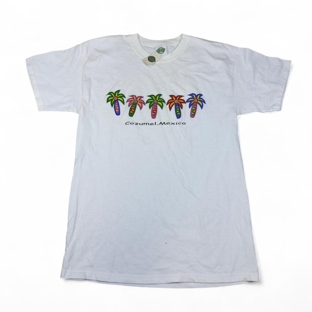 Reef T Shirt Mens M White Graphic Palm‎ Tree Mexico Souvenir Tee
